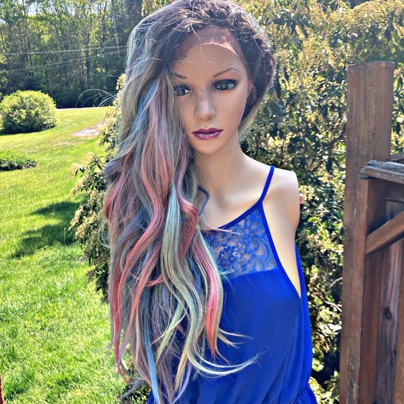 Pastelcolor pop frontal lace long wigPick your colors !